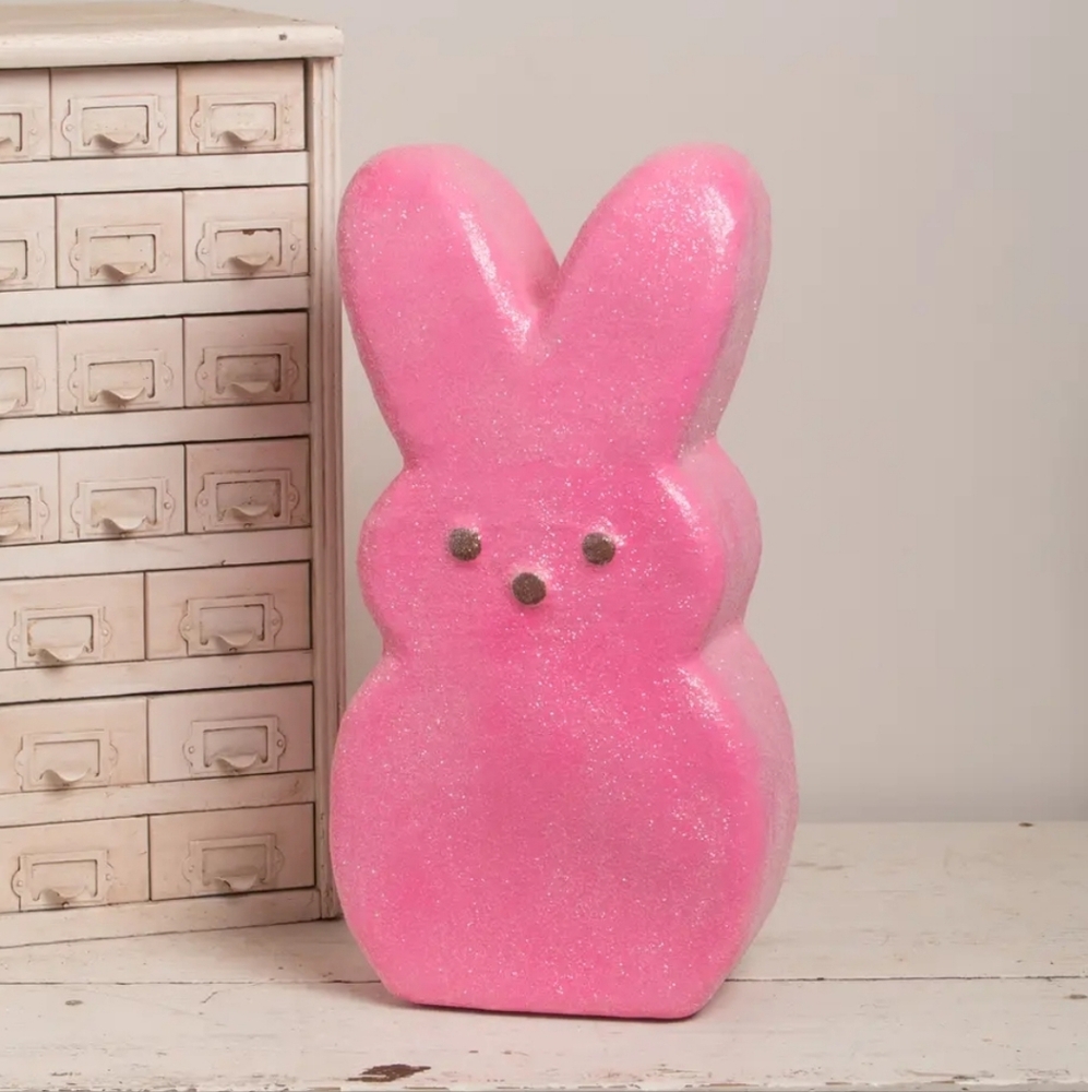Bethany Lowe Peeps Pink Bunny  Paper Mache Easter Figurine-18.5''H